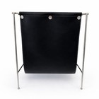 Vintage Mid Century Modern Chrome Magazine Rack Black Leather Sling Record Mcm