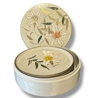 Vtg Otagiri Coaster Set 6 Coasters 1 Holder Japan Gold Trim Floral Mcm