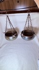 Antique Middle Eastern Hammered Copper Hanging Planter Set Beggars Bowl Pair