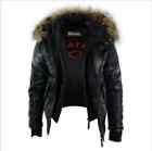 Men s Real Lambskin Leather Jacket Removable Fur Hood Black Bomber Winter Jacket