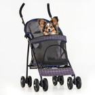 4 Wheels Foldable Pet Stroller Cat Dog Travel Carrier Skylight W storage Basket