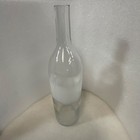 Hand Blown Clear Glass Bottle Vase White Swirl 11in