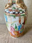Antique Rose Medallion Chinese Porcelain Vase Figural Repaired