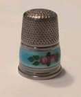 Vintage Sterling Blue Guilloche Enamel Thimble