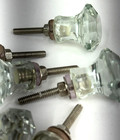 Vintage Lot 9 Antique Hoosier Cabinet Furniture Clear Glass Drawer Knobs Pulls