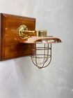 Pair Of 2 Original Ship Salvaged Brass Wall Mount Sconce Light With Copper Shade