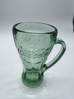 Coca-cola Green Glass Mug Embossed Logo Soda Theme Collectible Drinking Cup