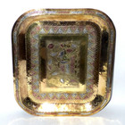 Antique Anglo-indian Brass Tray Copper Silver Inlay Ganga-jamuna 13 8 x11 8 