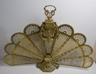 Vintage Brass Fireplace Folding Fan Screen Victorian Crest Cameo Fireplace 36 