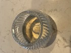 Vintage Powder Jar Silver Plated Lidded Ribbed Glass Dresser Vanity Hair Jar