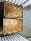 Antique Pair Brown Wood Rectangular Side end Tables 26in L X 28in H