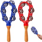 2 Pack 12  Tambourine For Adults  Double Row Metal Jingles Hand Held 