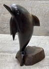 Vintage Rosewood Dolphin Sculpture Hand-carved Nautical Ship Captain Sculpture