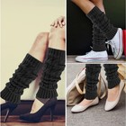 Women Crochet Knit Cable Leg Warmers Solid Knee High Winter Long Boot Wool Sock