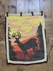 Vintage Latch Hook Rug wall Hanging Sunset Deer Buck Finished Large