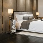 Mirrored Nightstand With 3 Drawer Modern Silver Finished End Bedside Table