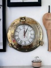 Marine Brass Porthole Large Display Clock Vintage Inspired -handmade Ship   