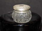 Antique 1-3 8  High Clear Eapg Jar W  Sterling Silver Lid          