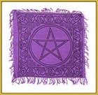 Purple Pentagram Fringed 18 x18  Altar Cloth 