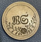 Silver Love Token - 1856 Liberty Quarter Beautiful Engraved Caterpillars flowers