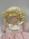 Vtg Eden Cloth Soft Baby Doll Pink Polka Dot Dress Stripes Girl Blonde Yarn Hair