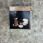 Vtg Christmas Season Etched Coasters   Holder Holiday Boxed Set  6  Gold Holiday