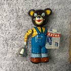 Vintage Japanese Tin Toy News Bear Wind Up Showa Era