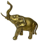 Solid Brass Elephant Statue Trunk Up Broken Tusk 9  X 7  X 3  India 2lb  4oz 