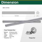 M10-1 5x250mm Fully Threaded Rod Studs  304 Stainless Steel Long Threaded Screw 