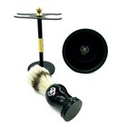 Universal Black Badger Hair Shaving Set Kit Beard Brush Metal Bowl Cup Mug St   