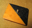 Antique Vintage Bakelite Button  Art Deco Era Carved Edge Butterscotch   Black