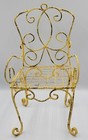 Vintage Yellow Metal Doll Chair     Rusting Bistro Style Bear Furniture 12  H