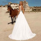 Boho Sweetheart Wedding Dresses Lace Chiffon Bridal Gown Spaghetti Straps Custom