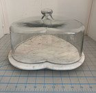 Cake Stand With Dome Glass Lid Cover Marble Base Cake Plate Platter Heart Shape