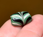 Antique Venetian Green Lampwork Mandrel Wound Italian Feather Bead African Trade