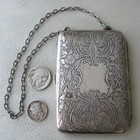 Antique Art Nouveau German Silver Powder Coin Holder Bill   Card Case Purse
