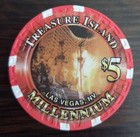  5 Treasure Island Casino Las Vegas  Nv Millennium Casino Chip