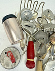 Vintage Kitchen Utensil Lot  25   Farmhouse Cookie Cutter Shakers Thermomete