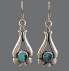 Sterling Silver Dangle Earrings Blue Matrix Turquoise Naja Native Style Puffy 3d