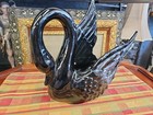 Vintage Black Ceramic Swan Planter Large