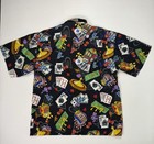 Vtg Gambling Las Vegas Dice Casino Button Up Collared Shirt 2x Poker High Roller