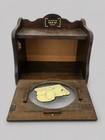 Vintage Wooden Breadbox With Stained Glass Window  Beautiful working Condition