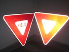  2  Yield Street Highway Signs Steel Reflective Never Mounted 33 l  X  29 h Nos 