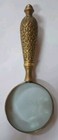 Vintage 8 Inch Brass Hand-held Nautical 3 Inch Magnifying Glass - Rare