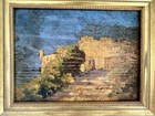 Antique Oil Painting  port Marguerite  Coastal Fortress Seascape 19th 20th C
