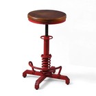 Industrial Vintage Farm Wooden Swivel Stool - Height Adjustable Antique Red