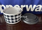 Tupperware Buffalo Plaid Stacking One Touch Topper Canister Set Of 3 White New