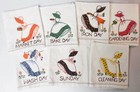 7 Vintage Flour Sack Towels Handmade Bake Clean Wash Embroidered Girl Chore Days