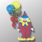 Vintage Baby Nursery 2 Pack Wooden Clown And Balloons Wall Hanging Decor 20    In