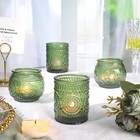 36 Pcs Green Glass Votive Candle Holders Bulk - Assorted Tea Light Holders Fo   